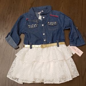Denim and lace dress for toddler girls. Size 5T